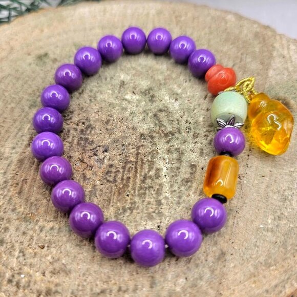 Nature Purple Mica Amber Jasper Accent Chakra Bracelet - Picture 10 of 10
